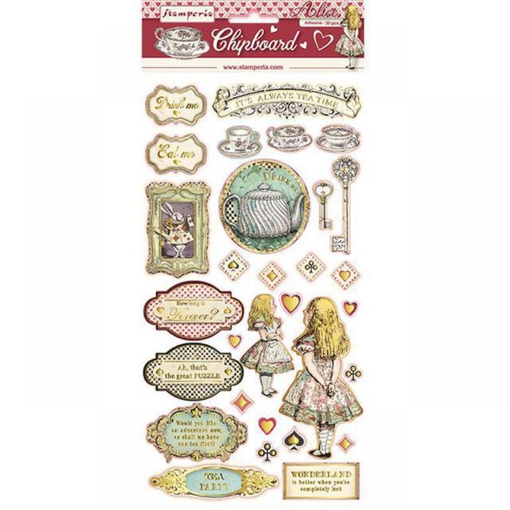 Stamperia Chipboard 15x30cm Alice Gold