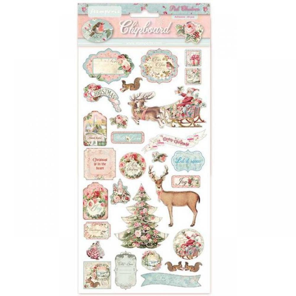 Stamperia Chipboard 15x30cm Pink Christmas #06