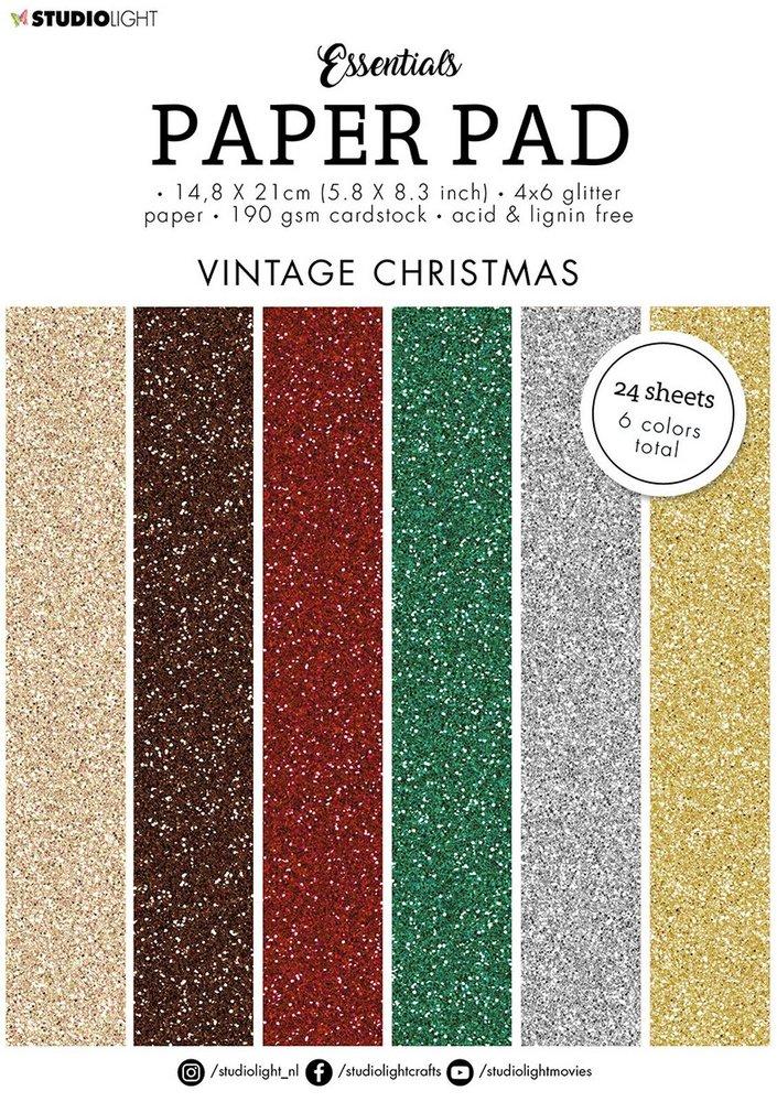 Studio Light A5 Glitter Paper Pad Essential Vintage Christmas #50