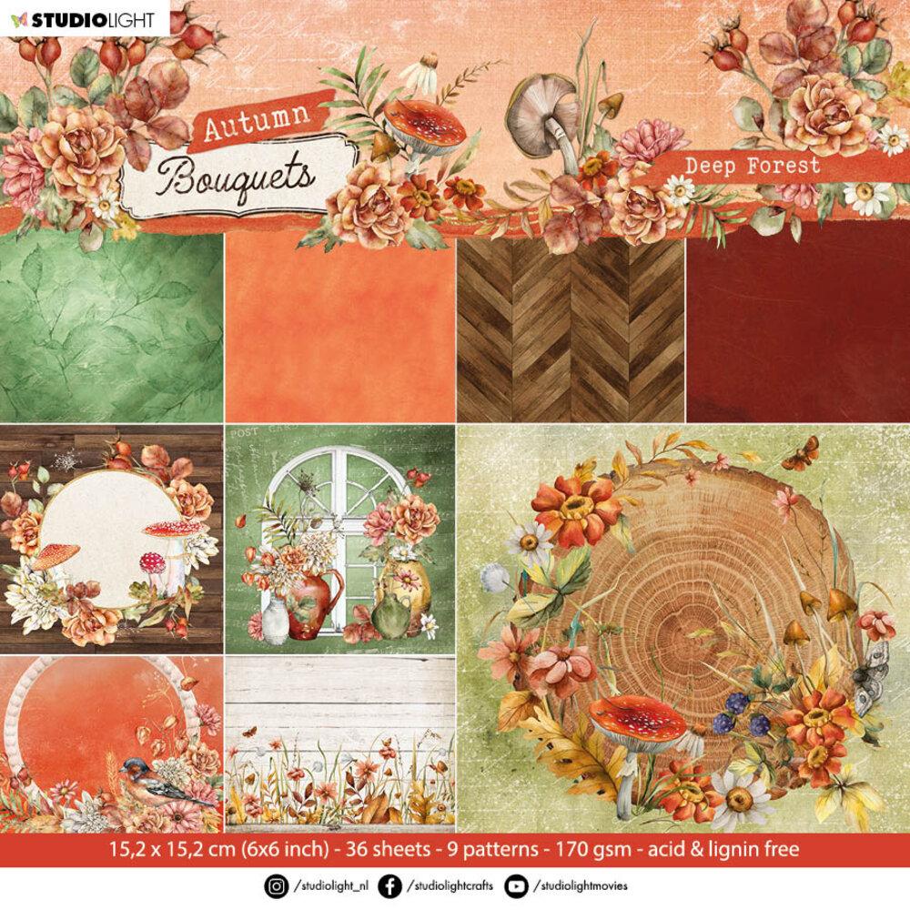 Studio Light Autumn Bouquets 6x6 Inch Paper Pad Deep Forest #108