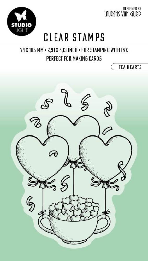 Studio Light Clear Stamp Tea Hearts by Laurens #352