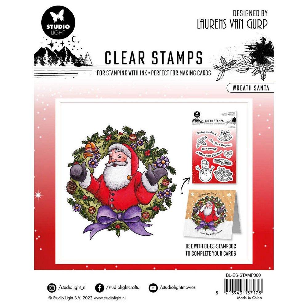 Studio Light Clear Stamp Wreath Santa #300