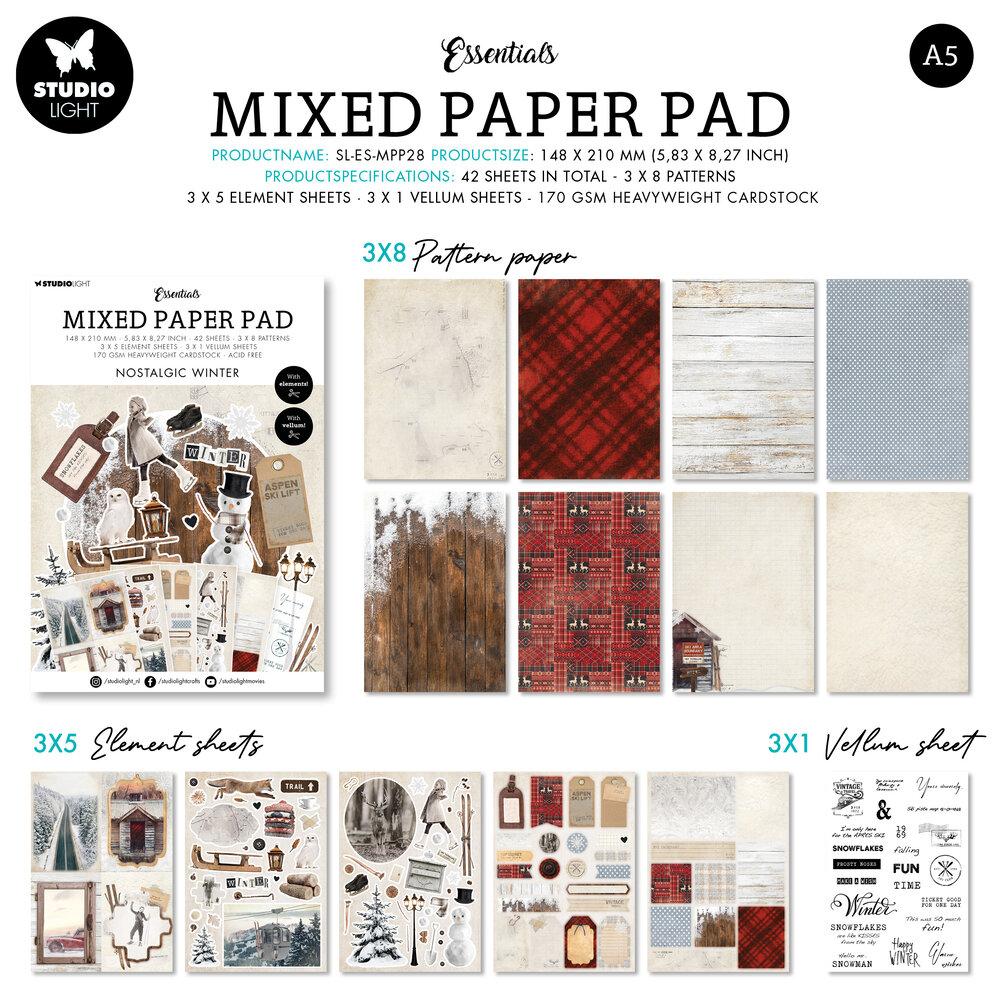 Studio Light Essentials A5 Mixed Paper Pad Nostalgic Winter #28