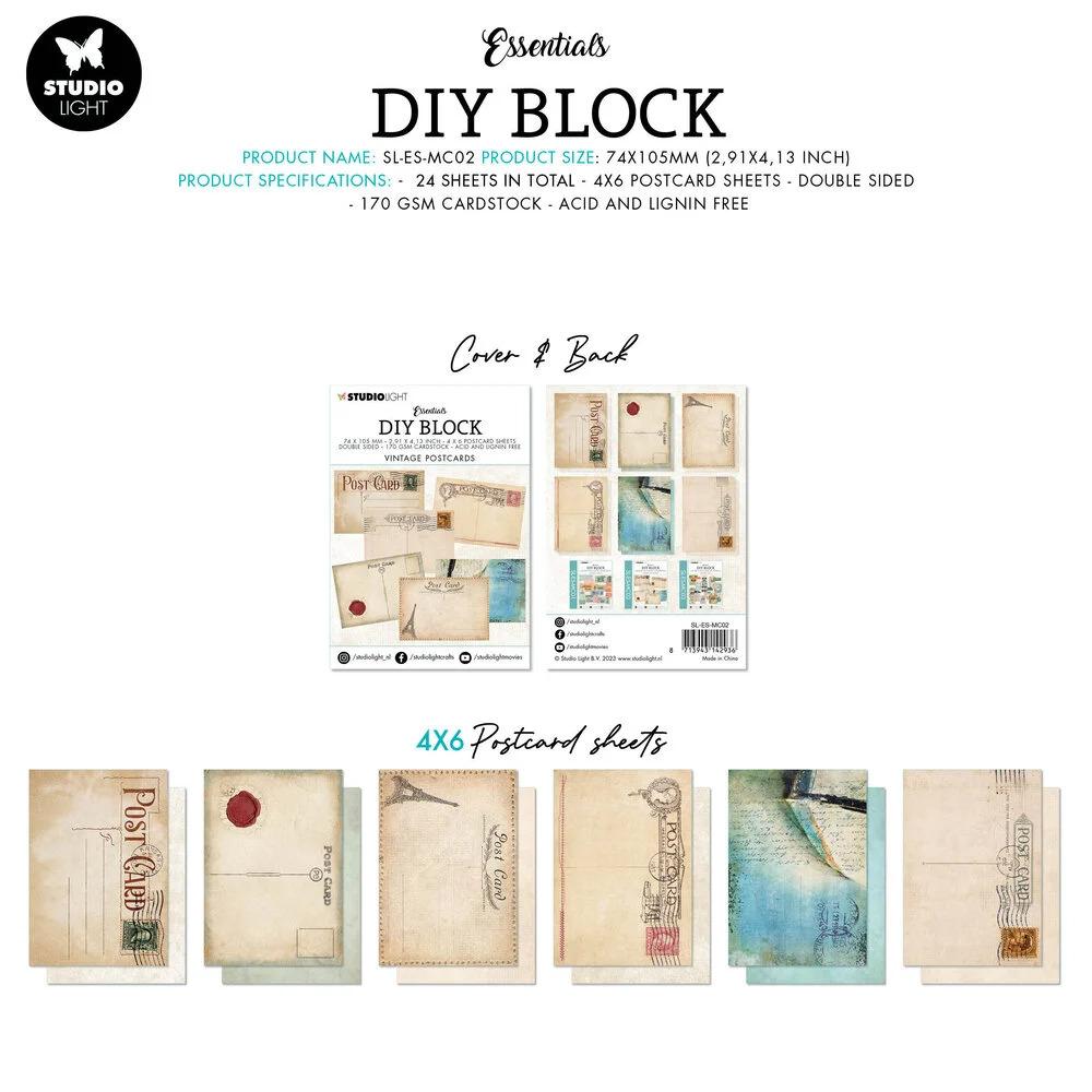 Studio Light Essentials Vintage Postcards DIY Block Mini #02