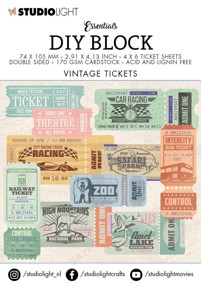 Studio Light Essentials Vintage Tickets DIY Block Mini #01