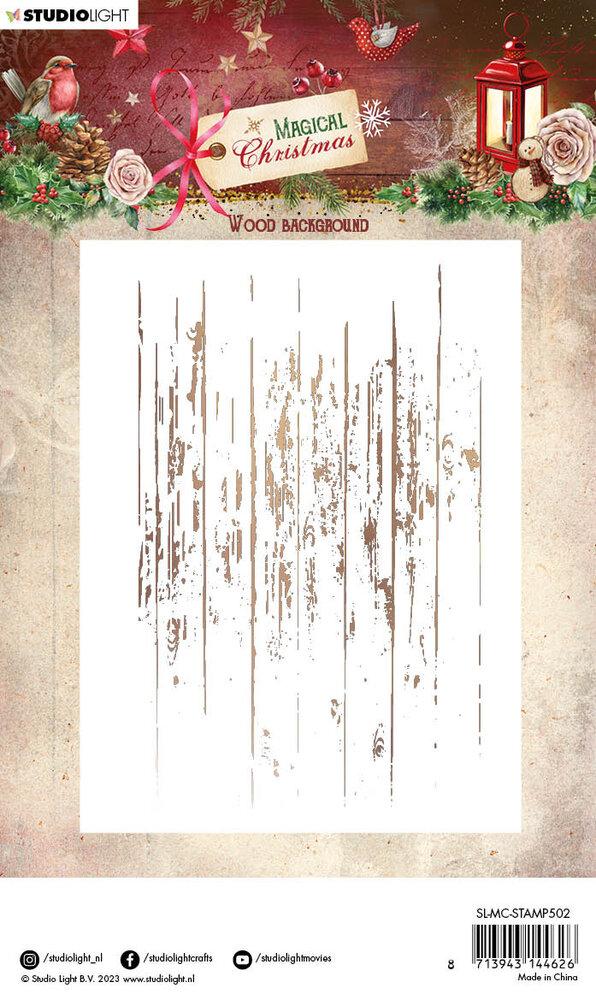 Studio Lights Magical Christmas Clear Stamp Wood Background #502