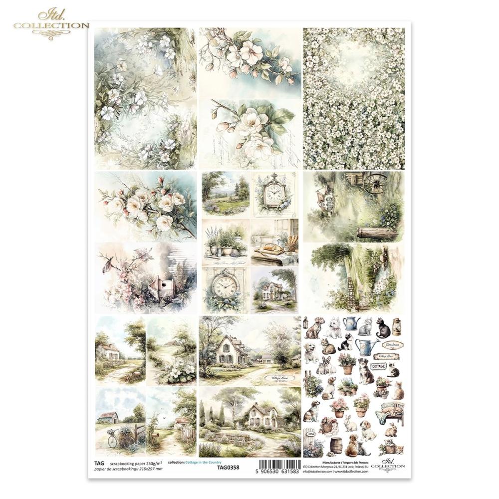 TAG0358 ITD Collection Cottage in the Country A4 Scrapbooking Paper