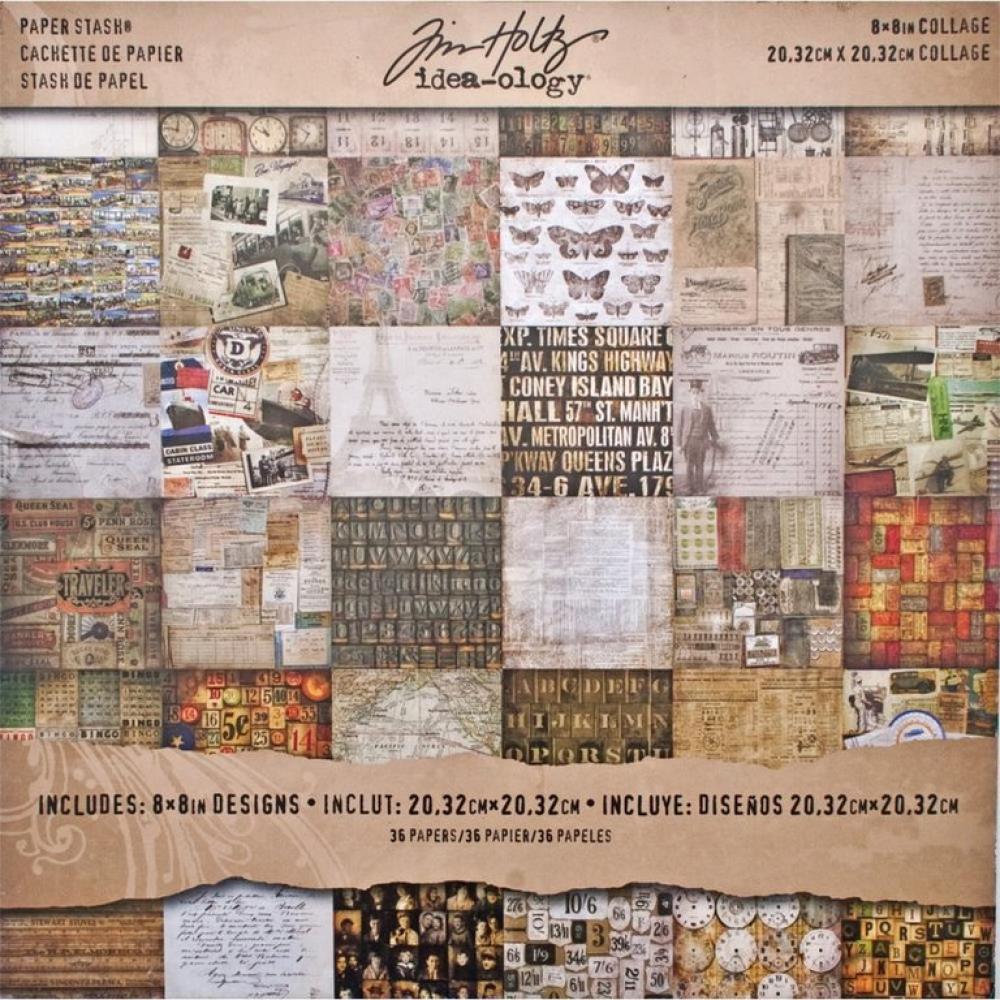 Tim Holtz Idea-Ology 8x8 Paper Stash Collage #TH93054