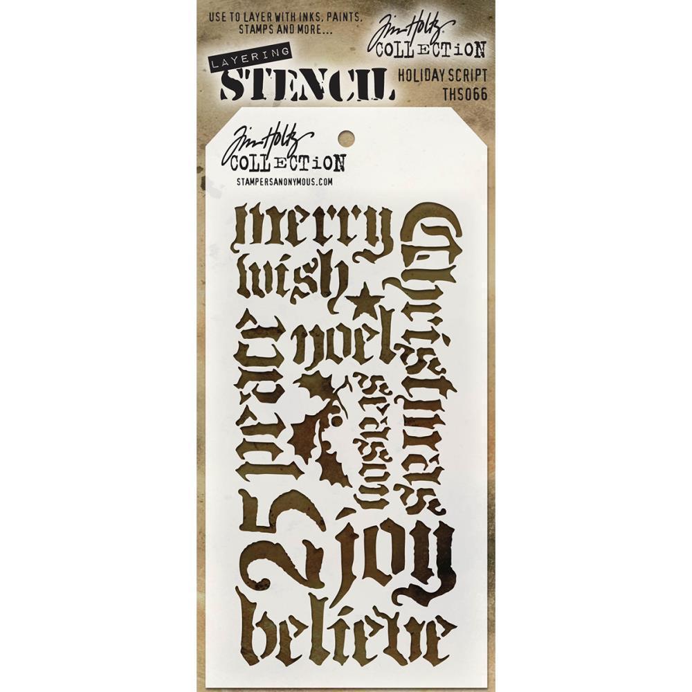 Tim Holtz Layered Stencil  Holiday Script #THS066