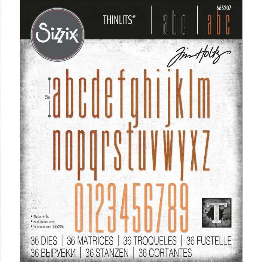 Tim Holtz Thinlits Dies 36Pk Alphanumeric Stretch Lower & Numbers #665207