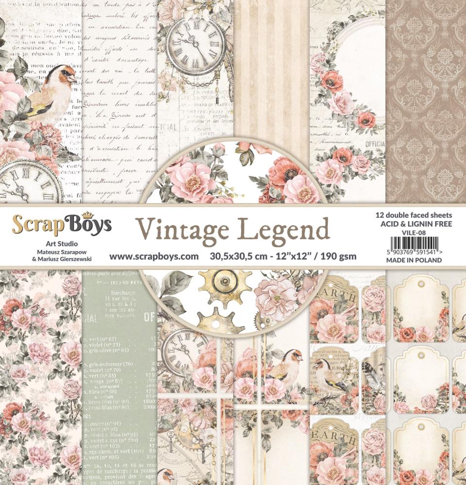 ScrapBoys 12x12 Paper Pack Vintage Legend