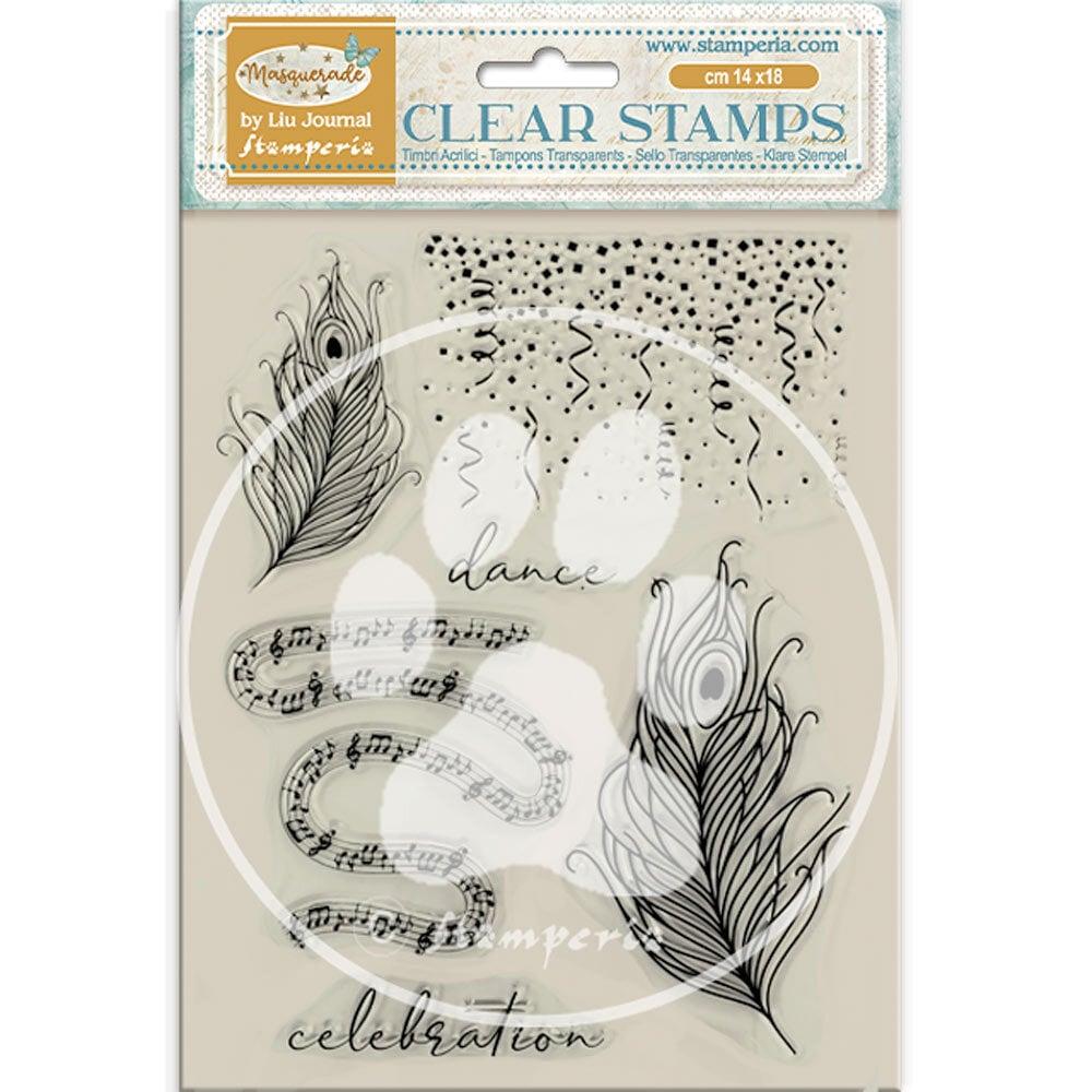 WTK211 Stamperia Masquerade Clear Stamps Feathers