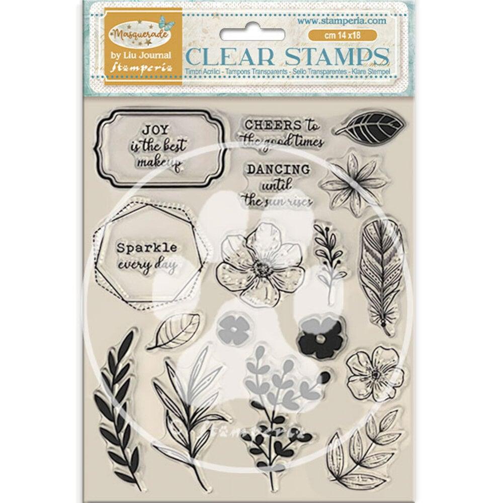 WTK214 Stamperia Masquerade Clear Stamps Flowers And Labels