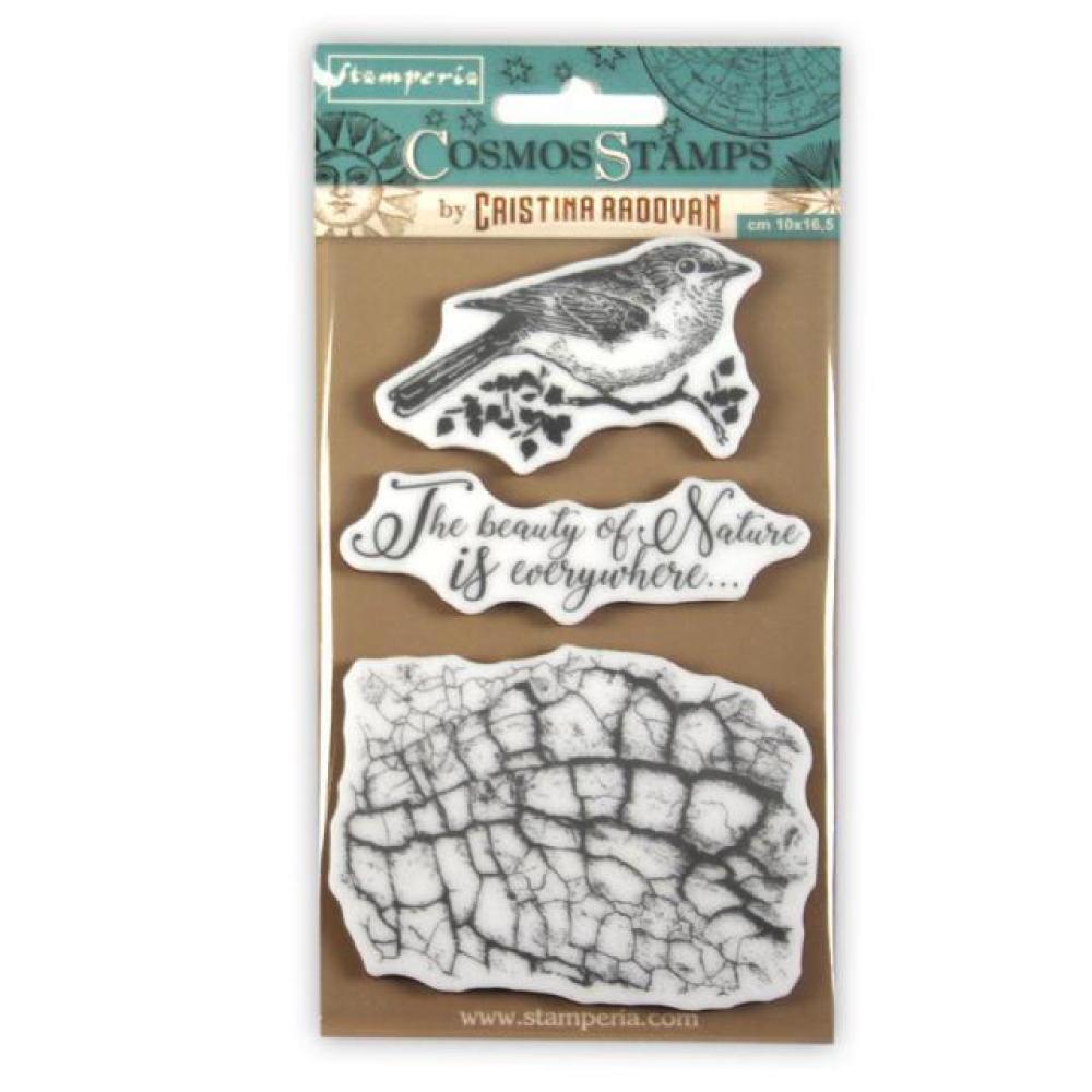 Stamperia Rubber Stamp Cosmos Bird #WTKCCR02