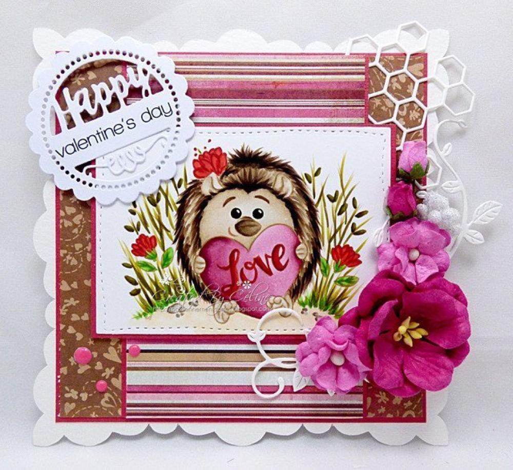 Whimsy Rubber Stamp Hedgehog Love