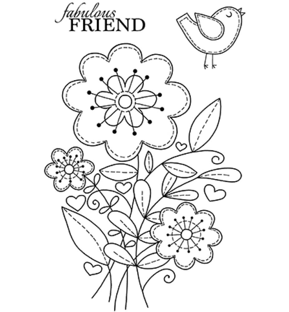 Woodware Clear Stamp Stitched Flowers JGS593