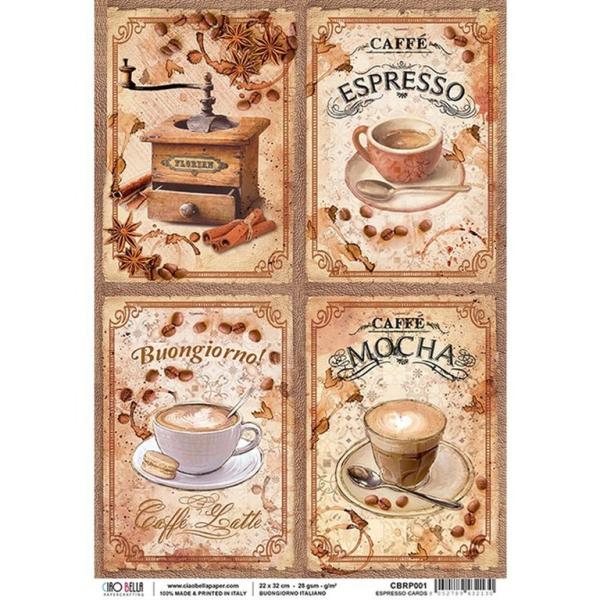 Ciao Bella A4 Rice Paper Espresso Cards #CBRP001