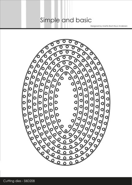 Simple and Basic Heart Framed Oval Cutting Dies SBD208