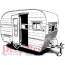 Deep Red Cling Stamp Vintage Camper