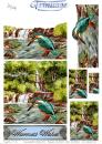 La Pashe Trinitage Card 3D Sheet Kingfisher Falls